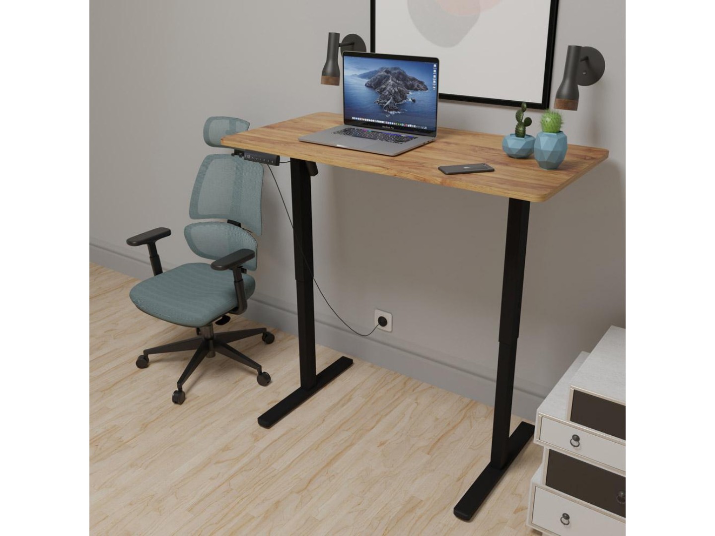 Стіл з електрорегулюванням висоти Mealux PowerDesk Lite Mahogany (EVO-201 Lite Mahogany/B) — фото 16
